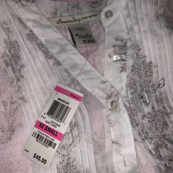 NWT American Rag WT sheer tunic blk & gray design - Picture 3 of 4